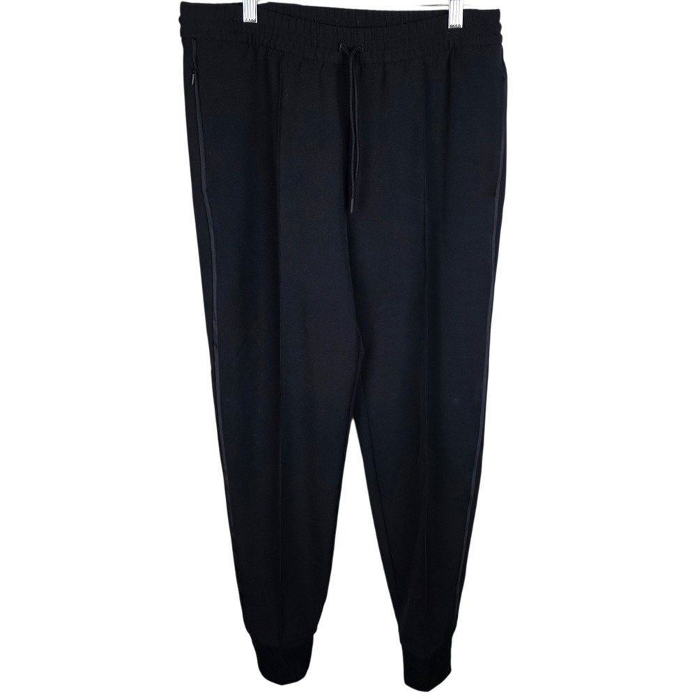 Athleta Pintuck Jogger Women 6T Black Good Drawstring Zipper Pockets Tall